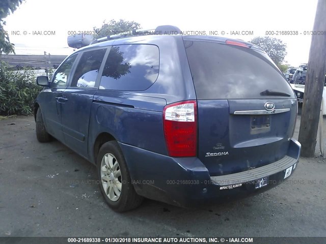 KNDMB233576160184 - 2007 KIA SEDONA EX/LX Navy photo 3