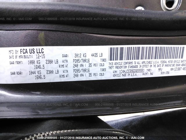 1C4NJCEB9GD655551 - 2016 JEEP COMPASS LATITUDE 灰色 照片 9