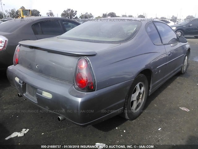 2G1WX12K4Y9191183 - 2000 CHEVROLET MONTE CARLO SS GRAY photo 4