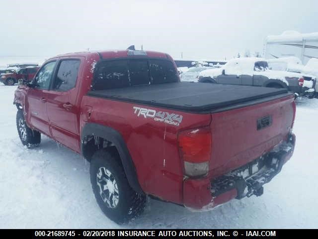 3TMCZ5AN4GM036887 - 2016 TOYOTA TACOMA DBL CAB/SR/SR5/TRD SPT/OR RED photo 3