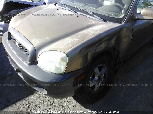 KM8SC13D32U186998 - 2002 HYUNDAI SANTA FE GLS/LX BROWN photo 6