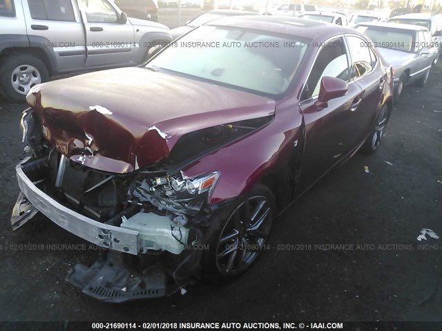 JTHBF1D26E5024773 - 2014 LEXUS IS 250 BURGUNDY photo 2