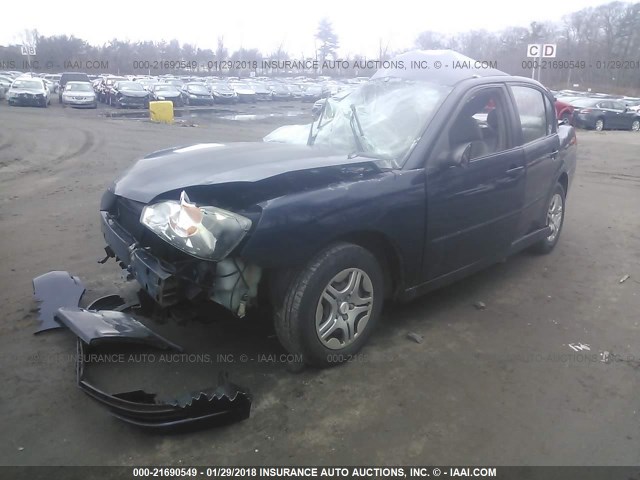 1G1ZS52F75F111500 - 2005 CHEVROLET MALIBU BLUE photo 2