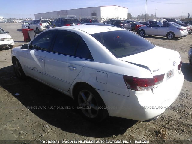 5NPEU46F87H251326 - 2007 HYUNDAI SONATA SE/LIMITED WHITE photo 3