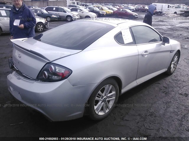 KMHHM66D58U291857 - 2008 HYUNDAI TIBURON GS SILVER photo 4