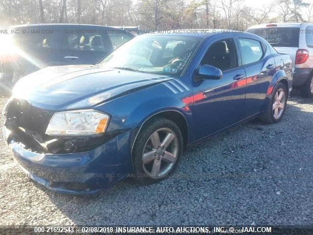 1C3CDZCB9CN213687 - 2012 DODGE AVENGER SXT BLUE photo 2