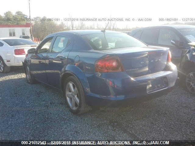 1C3CDZCB9CN213687 - 2012 DODGE AVENGER SXT BLUE photo 3