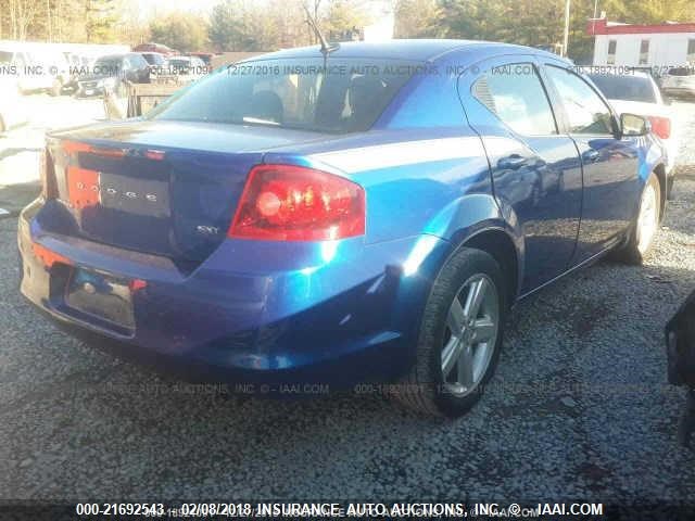 1C3CDZCB9CN213687 - 2012 DODGE AVENGER SXT BLUE photo 4