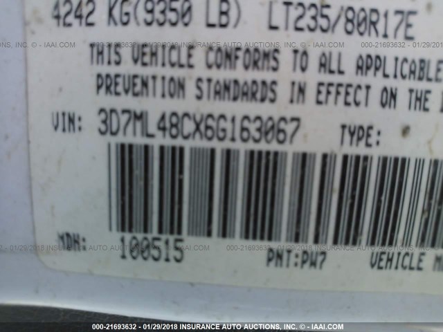 3D7ML48CX6G163067 - 2006 DODGE RAM 3500 WHITE photo 10