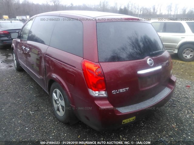 5N1BV28U27N123031 - 2007 NISSAN QUEST S/SE/SL RED photo 3