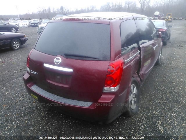 5N1BV28U27N123031 - 2007 NISSAN QUEST S/SE/SL RED photo 4