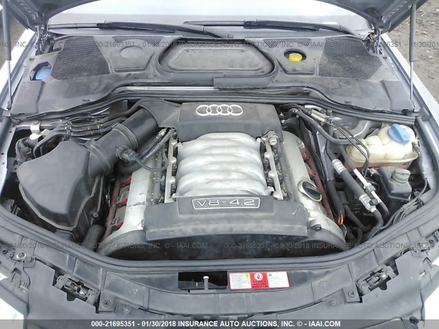 WAULL44E75N010372 - 2005 AUDI A8 4.2 QUATTRO SILVER photo 10