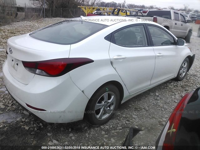 5NPDH4AE1FH612571 - 2015 HYUNDAI ELANTRA SE/SPORT/LIMITED WHITE photo 4