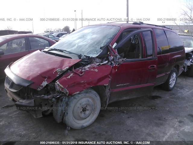 1B4GP44G7YB723379 - 2000 DODGE GRAND CARAVAN SE/SPORT MAROON photo 2