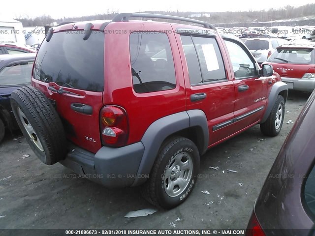1J4GL48K13W677122 - 2003 JEEP LIBERTY SPORT/FREEDOM წითელი ფოტო 4