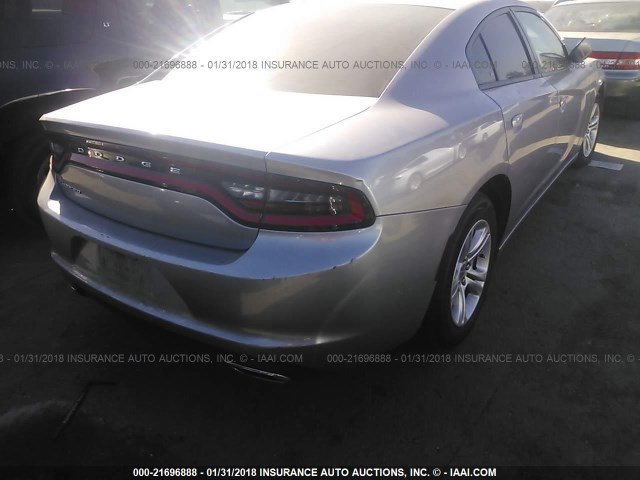 2C3CDXBG4FH753852 - 2015 DODGE CHARGER SE SILVER photo 4