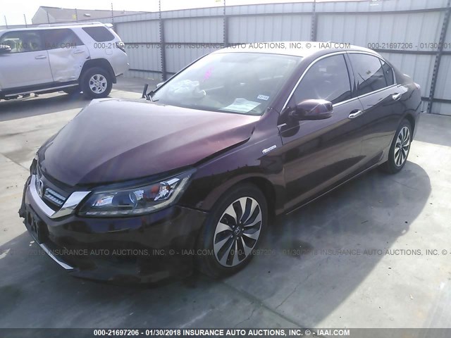 1HGCR6F35EA001560 - 2014 HONDA ACCORD HYBRID MAROON photo 2