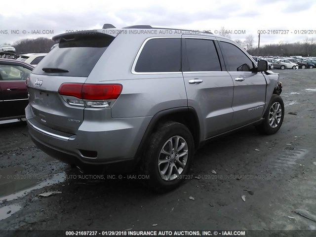 1C4RJFBG4FC746962 - 2015 JEEP GRAND CHEROKEE LIMITED SILVER photo 4