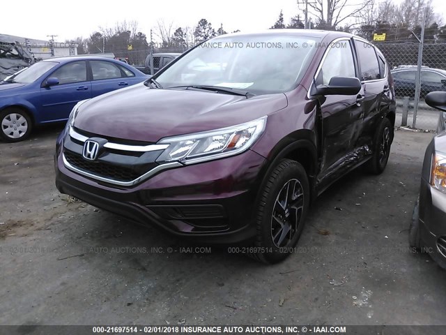 2HKRM3H44GH537732 - 2016 HONDA CR-V SE BURGUNDY photo 2