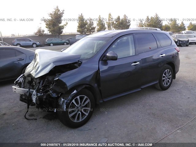 5N1AR2MN4EC700889 - 2014 NISSAN PATHFINDER S/SV/SL/PLATINUM GRAY photo 2