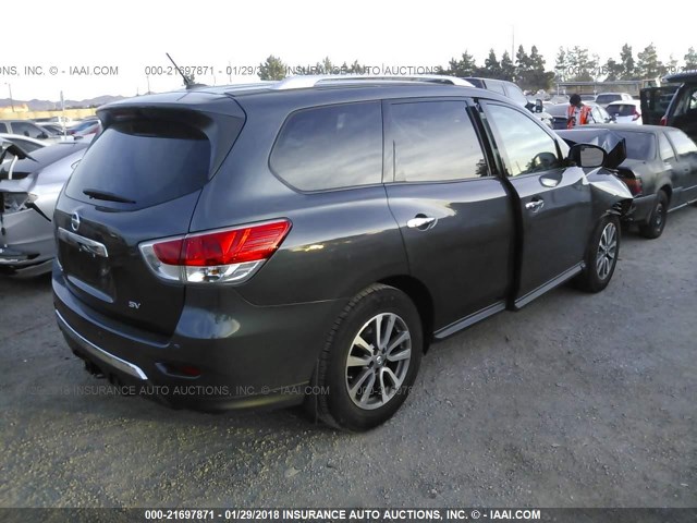 5N1AR2MN4EC700889 - 2014 NISSAN PATHFINDER S/SV/SL/PLATINUM GRAY photo 4