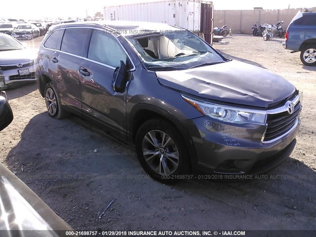 5TDZKRFH2FS112940 - 2015 TOYOTA HIGHLANDER LE/LE PLUS GRAY photo 1