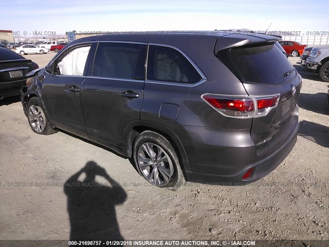 5TDZKRFH2FS112940 - 2015 TOYOTA HIGHLANDER LE/LE PLUS GRAY photo 3