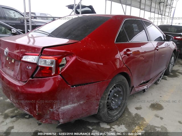4T4BF1FK5CR207679 - 2012 TOYOTA CAMRY SE/LE/XLE RED photo 4