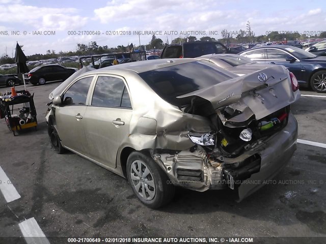 1NXBU40E89Z015721 - 2009 TOYOTA COROLLA S/LE/XLE GOLD photo 3