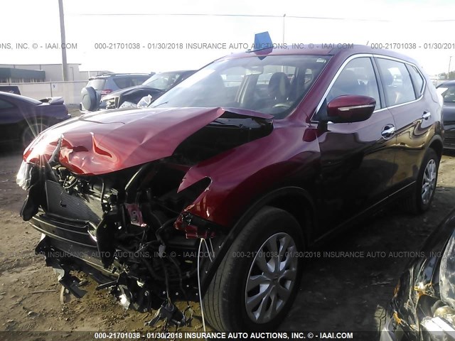 KNMAT2MT3FP522858 - 2015 NISSAN ROGUE S/SL/SV RED photo 2