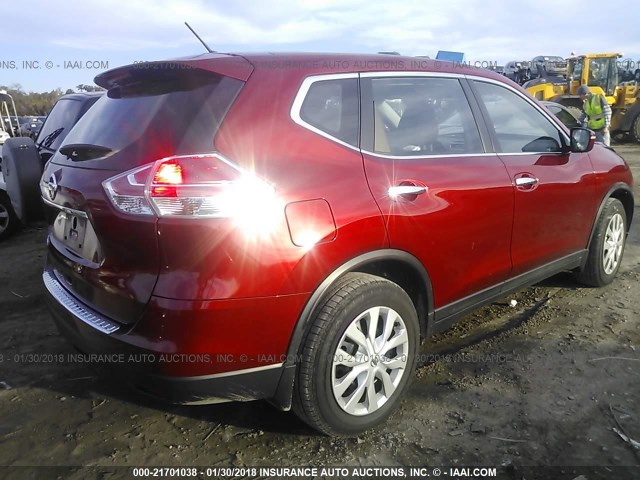 KNMAT2MT3FP522858 - 2015 NISSAN ROGUE S/SL/SV RED photo 4