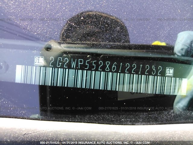 2G2WP552861221232 - 2006 PONTIAC GRAND PRIX შავი ფოტო 9