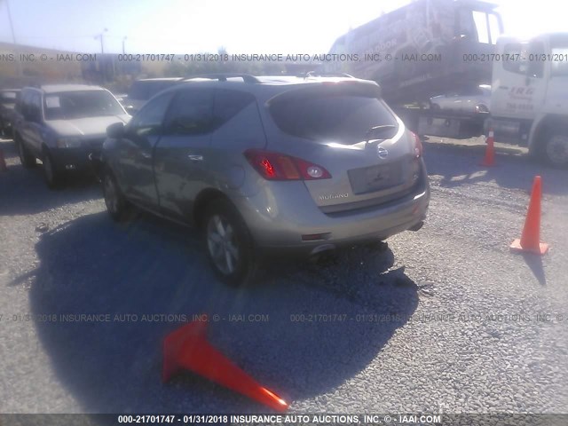 JN8AZ18U29W006369 - 2009 NISSAN MURANO S/SL SILVER photo 3