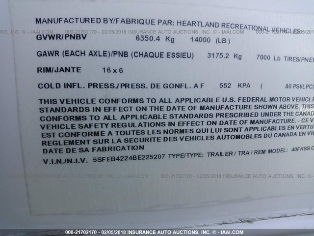 5SFEB4224BE225207 - 2011 HEARTLAND OTHER  白色 照片 9
