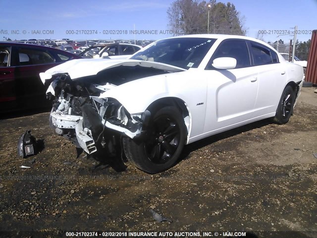 2C3CDXCT3EH209241 - 2014 DODGE CHARGER R/T WHITE photo 2