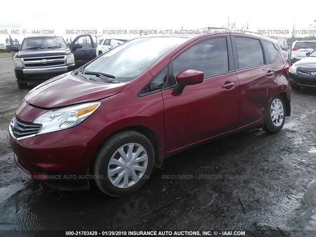 3N1CE2CP7FL435602 - 2015 NISSAN VERSA NOTE S/S PLUS/SV/SL/SR RED photo 2