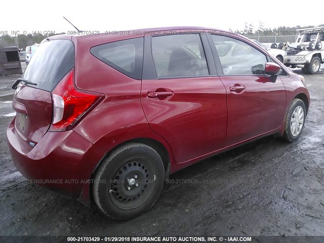 3N1CE2CP7FL435602 - 2015 NISSAN VERSA NOTE S/S PLUS/SV/SL/SR RED photo 4