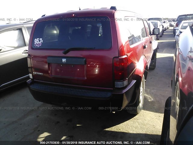 1D8GT28K78W135042 - 2008 DODGE NITRO SXT RED photo 4