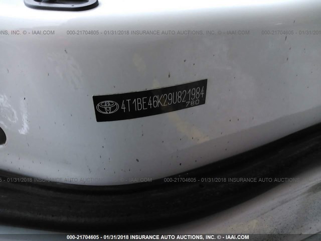 4T1BE46K29U821984 - 2009 TOYOTA CAMRY SE/LE/XLE BLACK photo 9