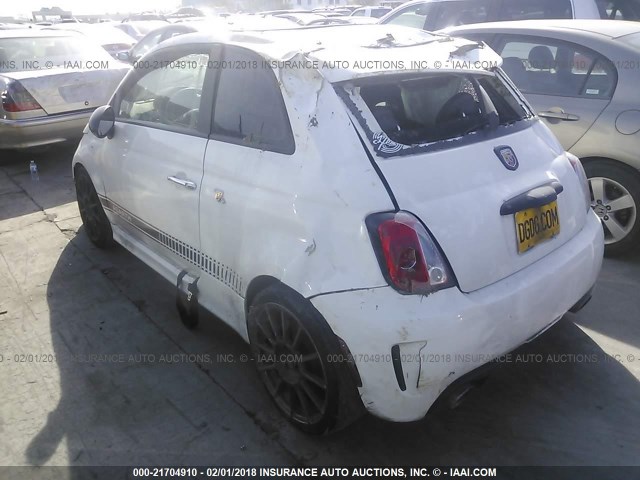 3C3CFFFH3ET267756 - 2014 FIAT 500 ABARTH WHITE photo 3