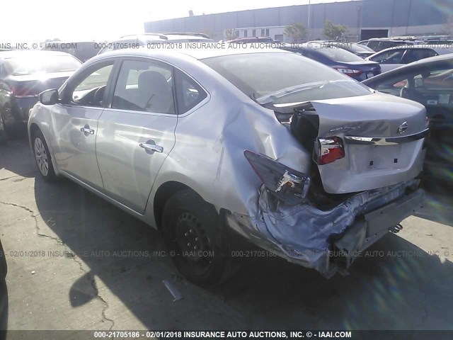 3N1AB7AP9GY296576 - 2016 NISSAN SENTRA S/SV/SR/SL SILVER photo 3