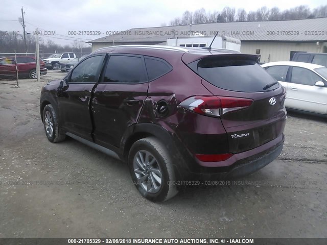 KM8J3CA40HU280940 - 2017 HYUNDAI TUCSON LIMITED/SPORT AND ECO/SE MAROON photo 3