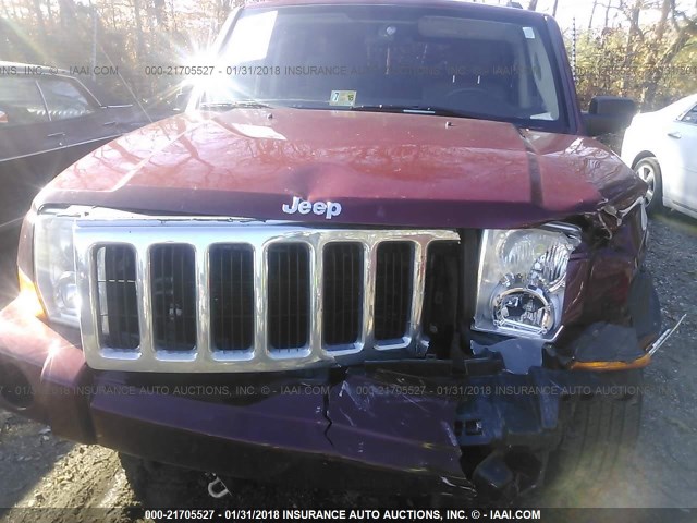 1J8HG48KX7C670992 - 2007 JEEP COMMANDER MAROON photo 6