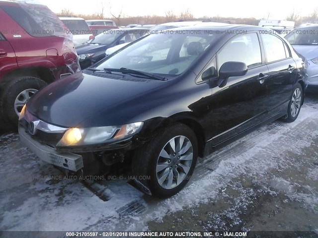 1HGFA16969L003114 - 2009 HONDA CIVIC EXL BLACK photo 2