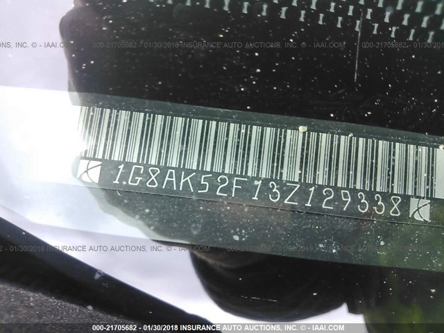 1G8AK52F13Z129338 - 2003 SATURN ION LEVEL 3 MAROON photo 9