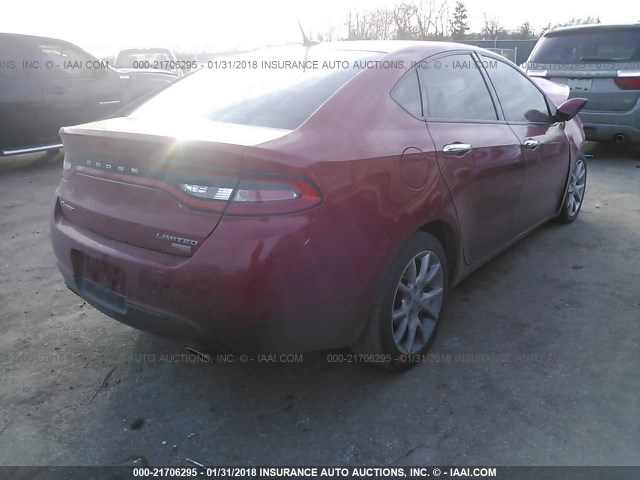 1C3CDFCH1DD299233 - 2013 DODGE DART LIMITED/R/T RED photo 4