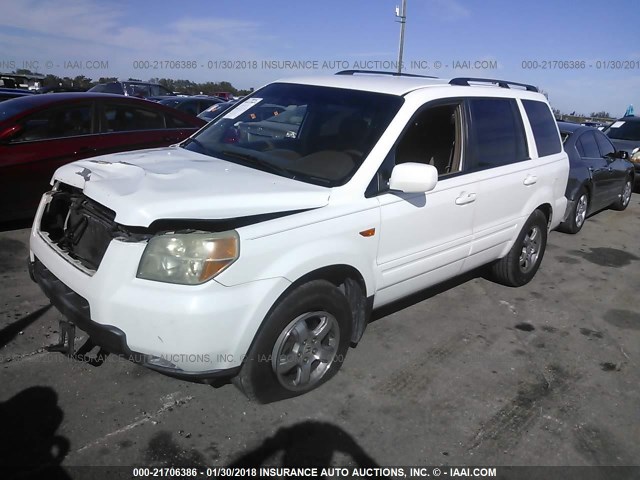 5FNYF28497B044319 - 2007 HONDA PILOT EX WHITE photo 2