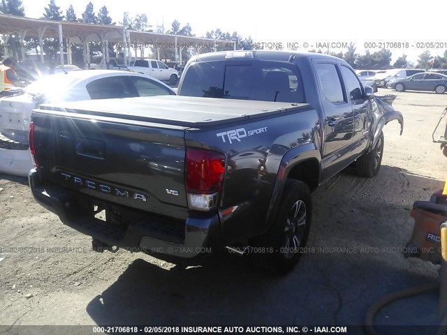 3TMAZ5CN4HM044817 - 2017 TOYOTA TACOMA DBL CAB/SR5/TRD SPORT/OR GRAY photo 4