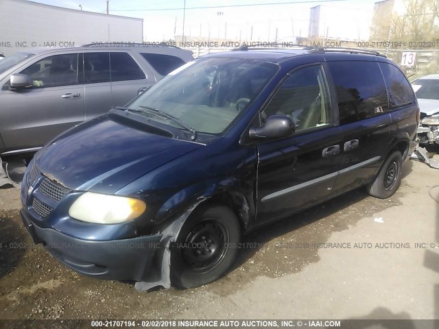 1B4GP25332B618717 - 2002 DODGE CARAVAN SE BLUE photo 2