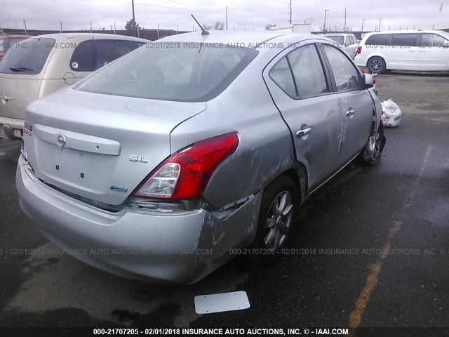 3N1CN7AP7CL820525 - 2012 NISSAN VERSA S/SV/SL SILVER photo 4